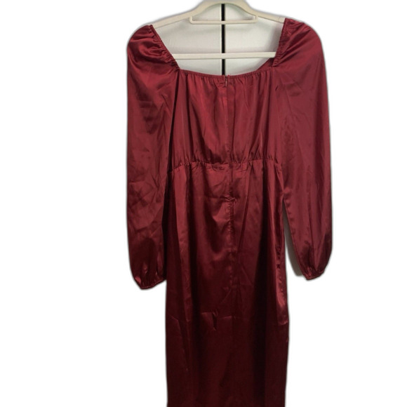 LYANER Womens Satin Long Sleeve Cowl Neck Cocktail Midi Dress Small - Picture 3 of 6